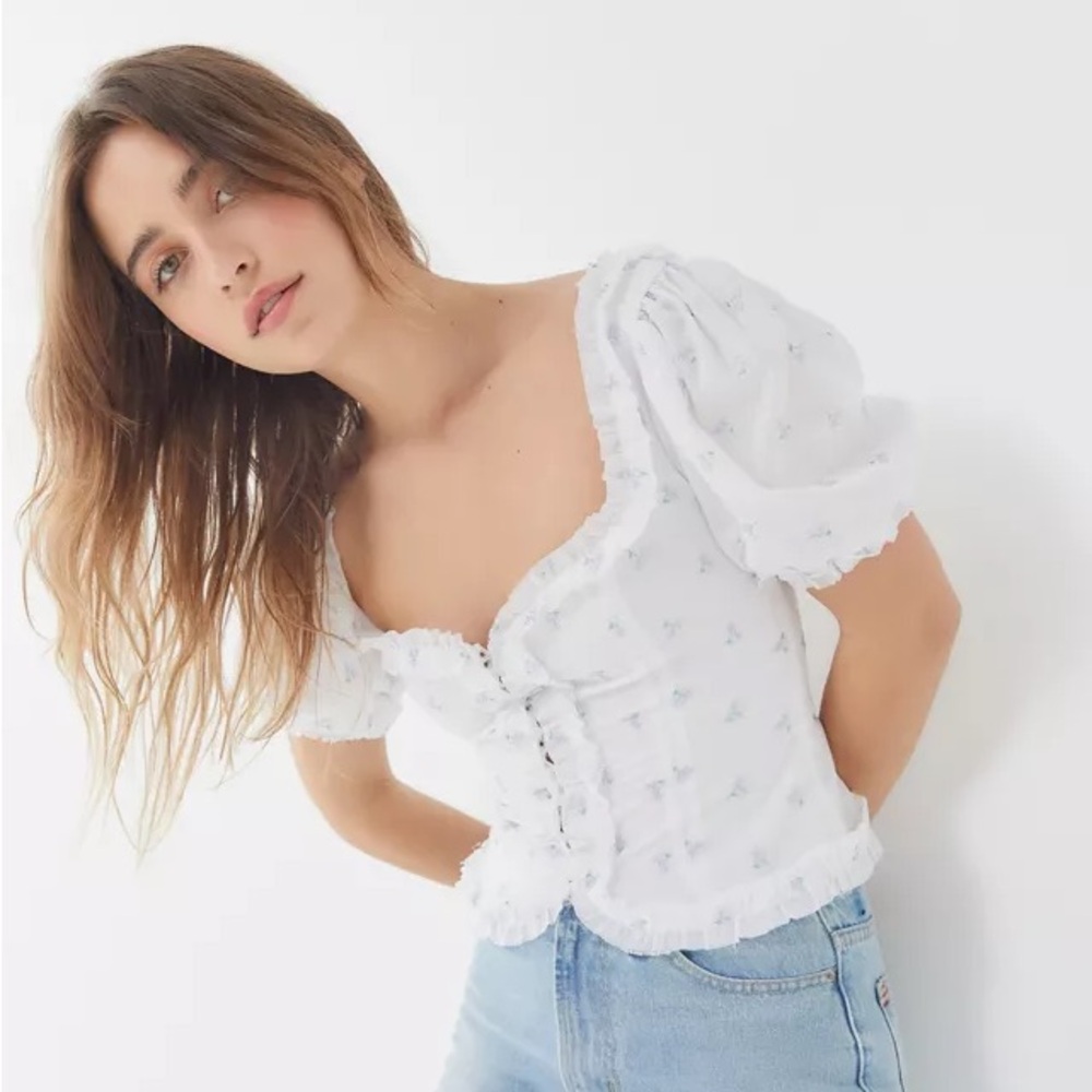 For Love and Lemons Delilah Ruffle Puff Sleeve Top